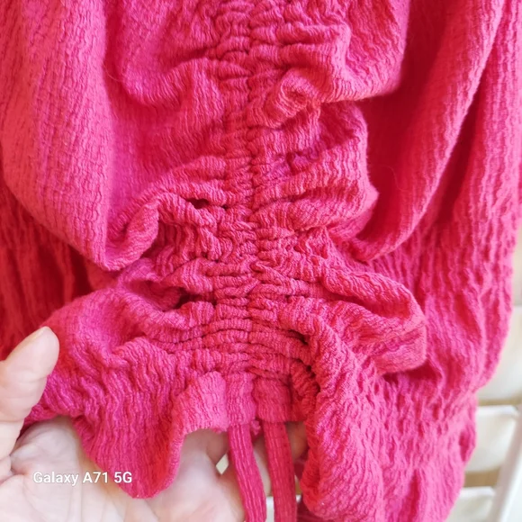 Pilcro Anthropologie Ruffle Puff Sleeve Pink Rose Sz M - Picture 16 of 16